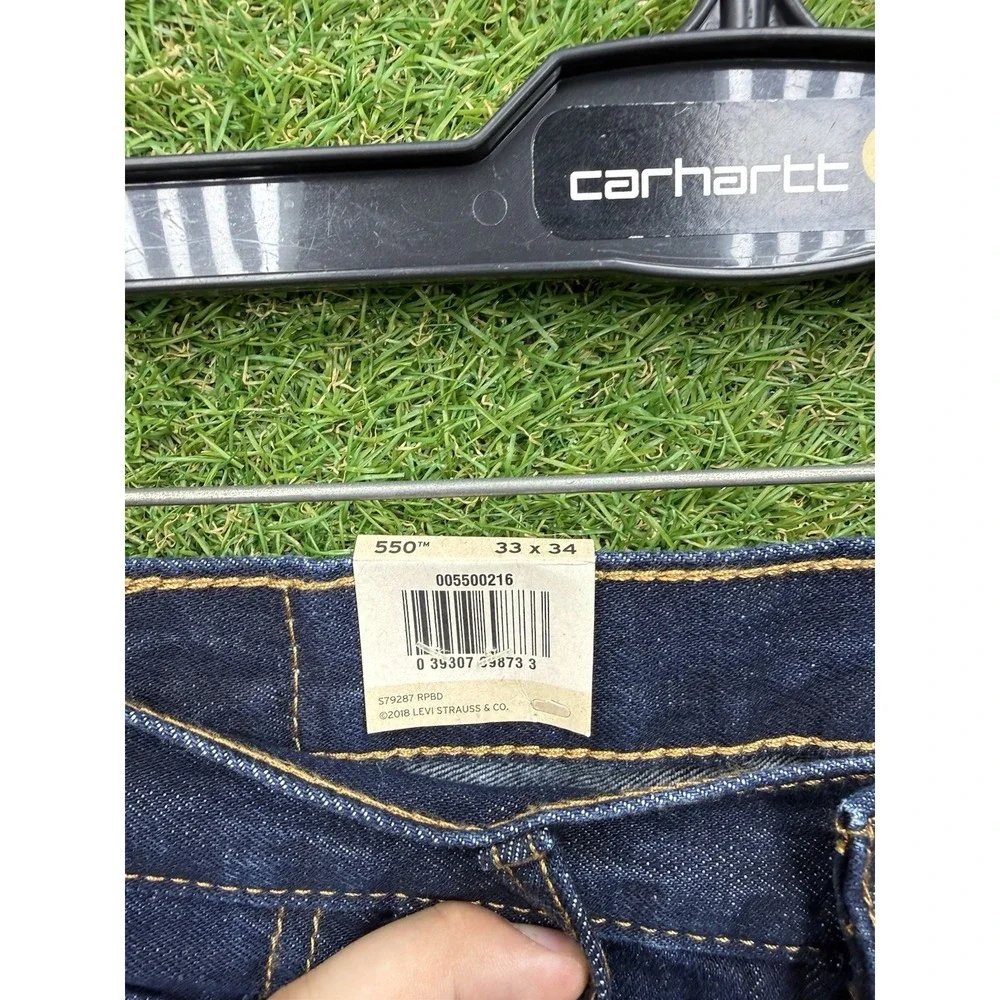 Levis 550 Jeans Mens 33x34 Dark Wash Denim Button Fly Straight Leg NWT